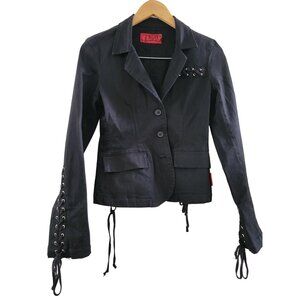 Tripp NYC Women Black Corset Jacket size Medium Grunge Goth Cotton Vintage